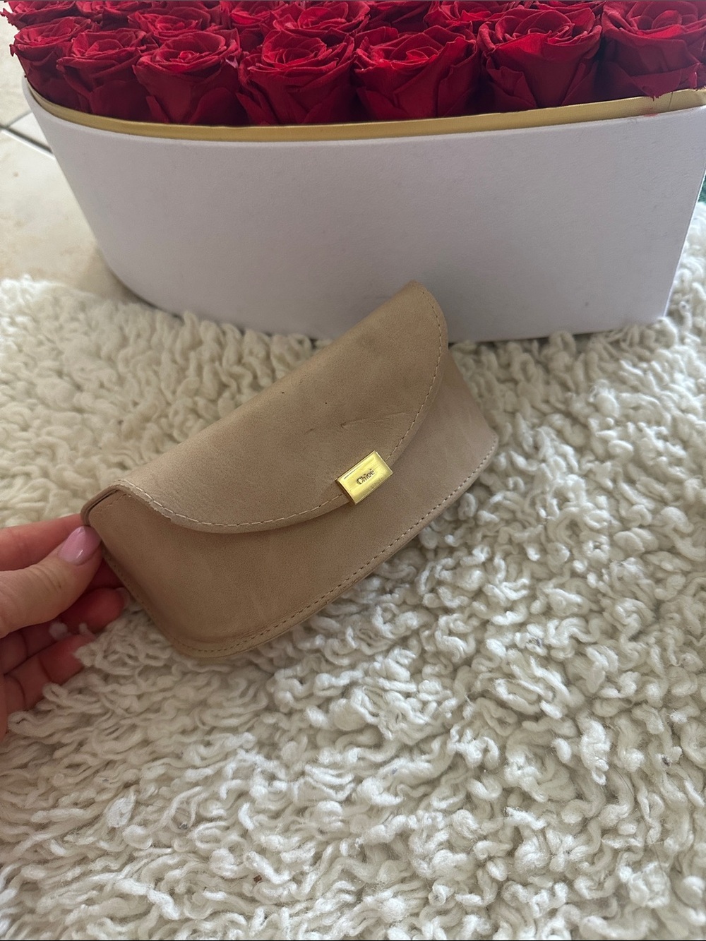 Chloe Leather beige Sunglasses Case